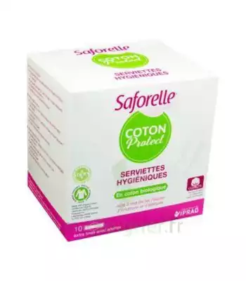 Saforelle Coton Protect Serviette Jetable Avec Ailette B/10 à Clermont-Ferrand